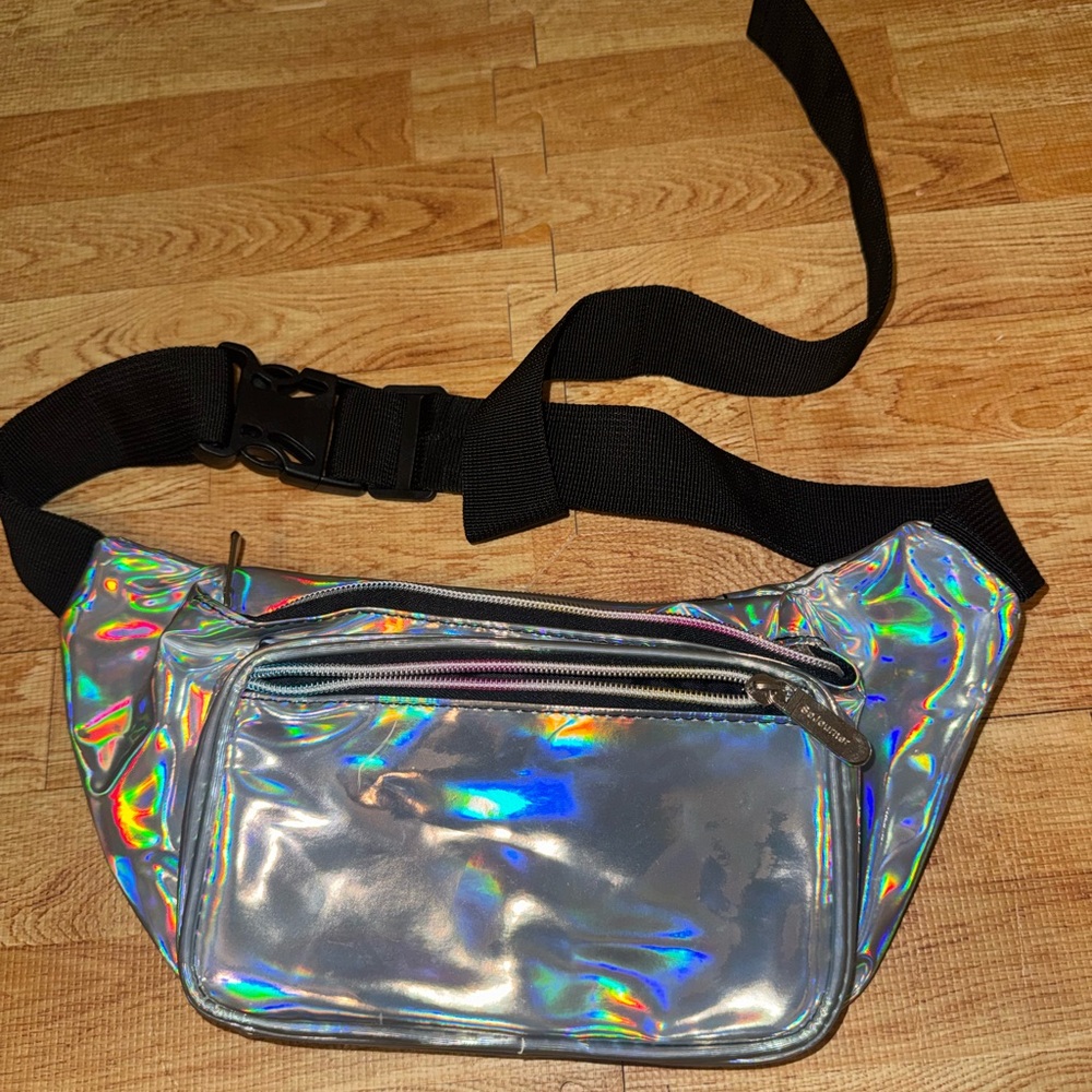 Holographic Fanny Pack with Black Strap